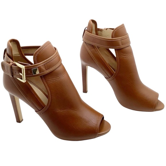 {Michael Kors} Fanning Leather Open-Toe Ankle Boot - Picture 4 of 11
